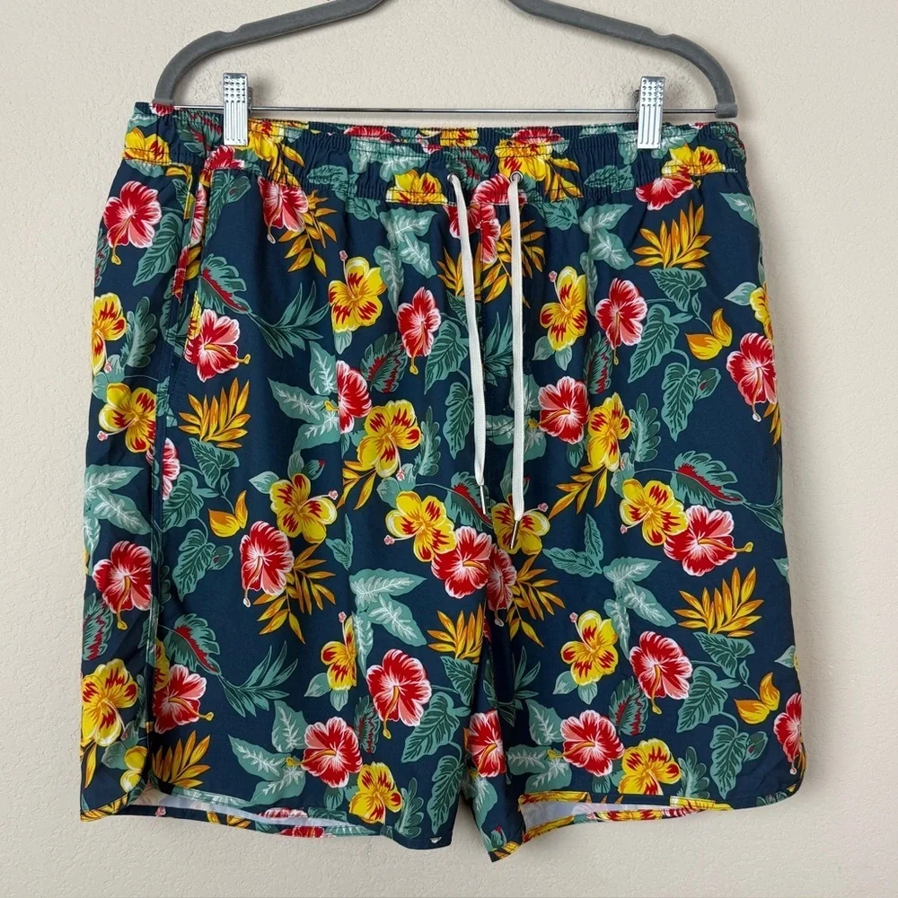 Fair Harbor Anchor Swim Trunks | Men’s XXL | Yellow Tropics